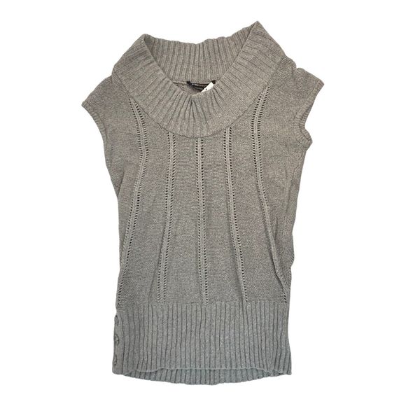 BCBG MAXAZRIA Gray Knit Tunic Sweater Sz M Cowl Neck Pullover Side Buttons NWT - Picture 1 of 13